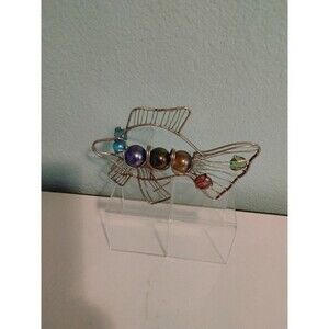Beautiful Metal with glass Balls FISH Decoration/Ornament 7" x 5"